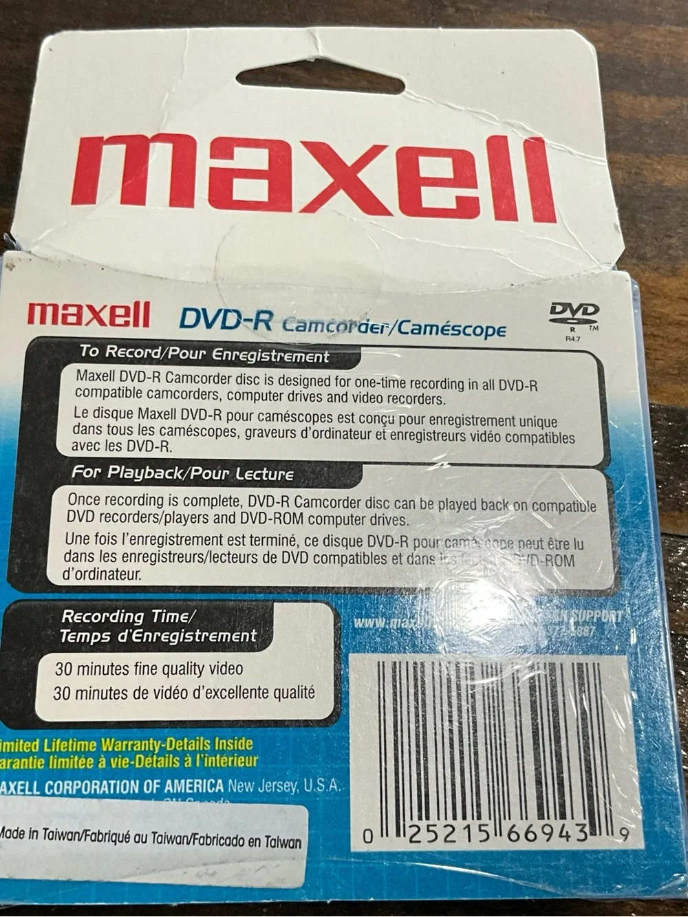Maxell 3 pack of DVD-R Camcorder 30 min 1.4 GB New Sealed